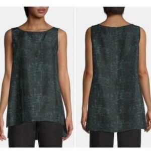 Eileen Fisher Bateau Neck Sleeveless Silk Tunic   SP